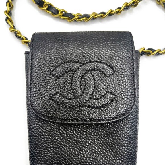 Authentic CHANEL Vintage Mini Flap Bag Caviar Pouch Cigarette Case Crossbody - Picture 6 of 15